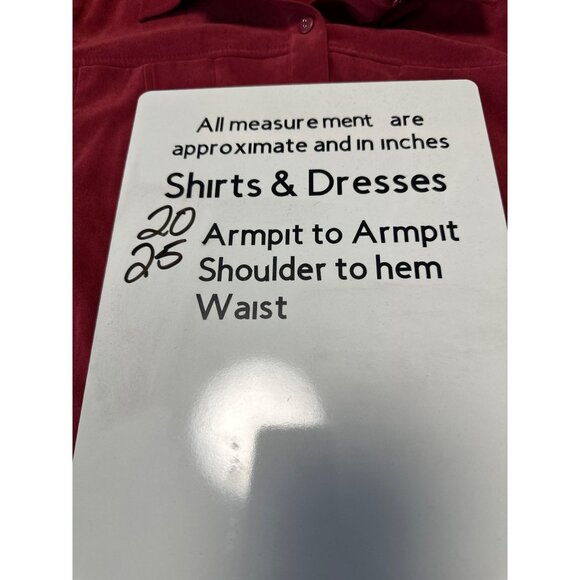 Vintage Talbots Button Up Pockets Red Suede Feel Stretch Blouse Size M - Picture 9 of 9